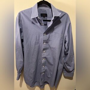 Robert Talbott Blue and White Dressy Button-Down Shirt Size Large